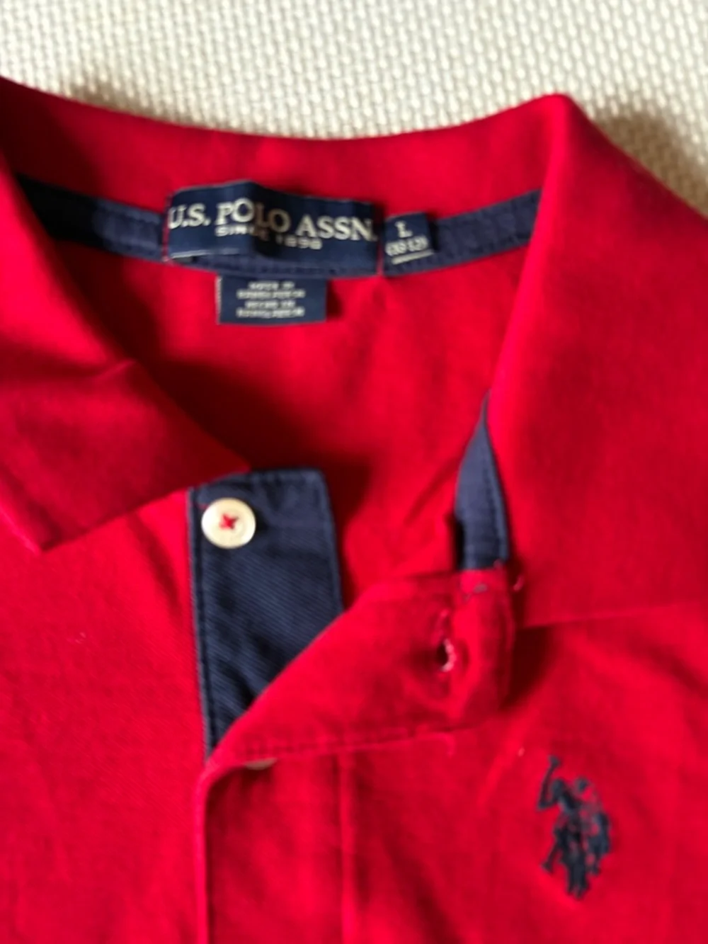 US Polo Assn Kids Large (10-12) Red Polo Shirt 100% Cotton School Uniform